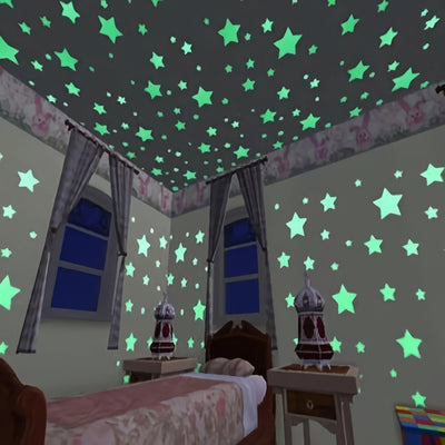 100-Pack Glow in the Dark Star Wall Stickers