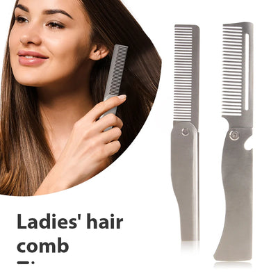Men's Retro Folding Stainless Steel Oil Head Styling Comb