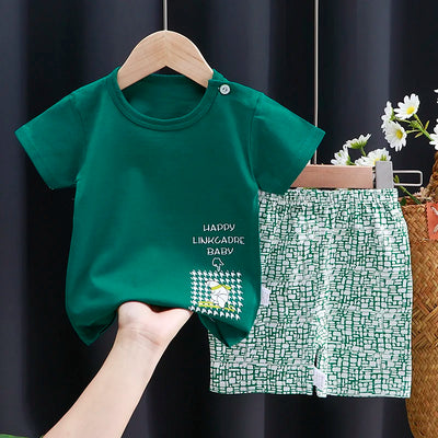 Baby Kids' Cartoon Cotton T-Shirt and Shorts Set