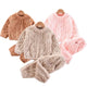 Kids' Warm Velvet Print Pajama Set Ages 1-14