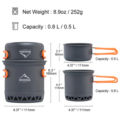 Widesea Camping Cookware Set with Pot and Kettle