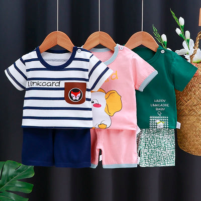 Baby Kids' Cartoon Cotton T-Shirt and Shorts Set