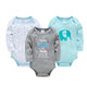 Baby Long Sleeve 100% Cotton Bodysuit Set 0-12 Months