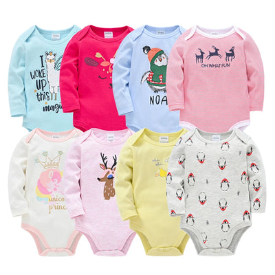 Baby Long Sleeve 100% Cotton Bodysuit Set 0-12 Months