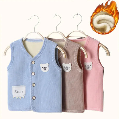 Kids' Velvet-Lined Warm Puffer Vest Jacket