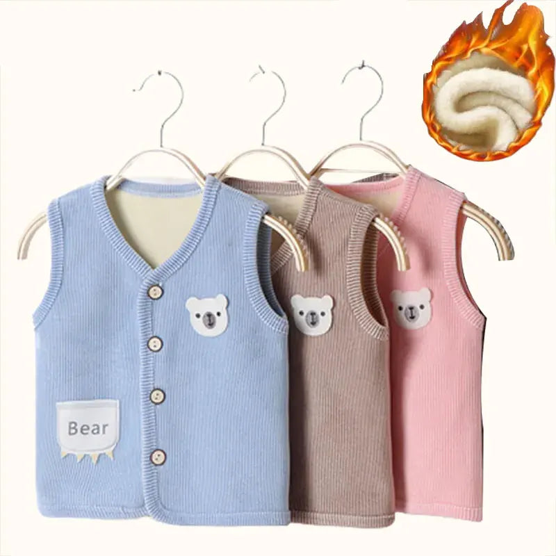 Kids' Velvet-Lined Warm Puffer Vest Jacket