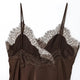 Women's Lace Trim Backless Satin Slip Dress