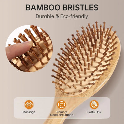 Bamboo Wooden Hair Brush for Growth and Anti-Hair Loss