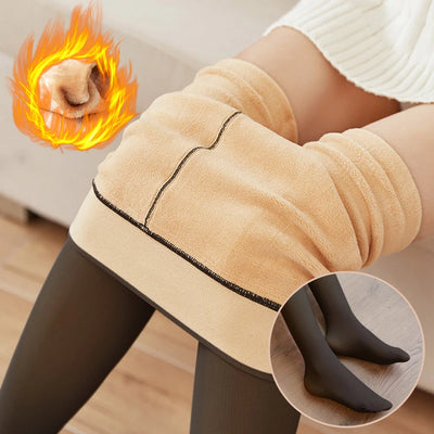 Woman Thermal Tights Sexy Translucent Fleece Leggings Pantyhose Slim Winter Warm Thick Velvet Stockings Female Streetwear Pants