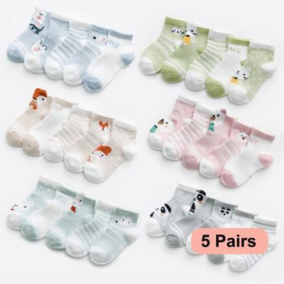 Infant Baby Socks 5-Pack Cotton Mesh Ages 0-2