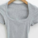 Women's Square Collar Slim-Fit Stretch Crop Top