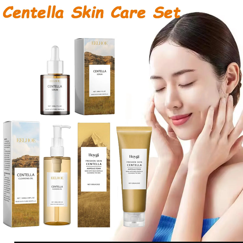 Centella Skin Care Set with Serum Face Wash and Cleansing Oil
