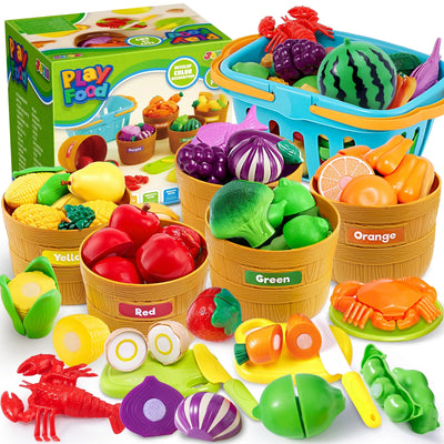 Kids' 60-Piece Pretend Play Food Set for Kitchen