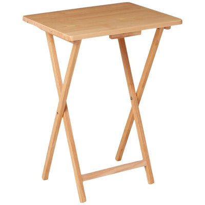 Folding TV Tray Table Solid Rubberwood No Assembly