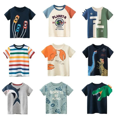 Kids' Korean Style Cartoon Short Sleeve Cotton Tee