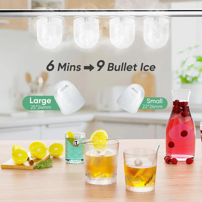 Portable Ice Maker Machine 26 lbs Per Day Self-Cleaning