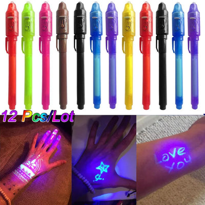 Invisible Ink Spy Pen with UV Light 12-Pack