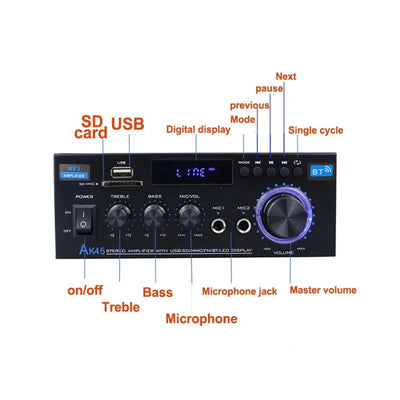 AK45 350W Bluetooth HiFi Digital Stereo Power Amplifier