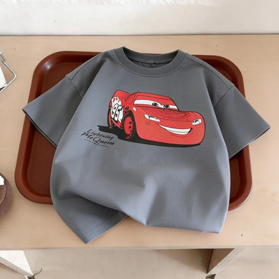 Boys' Cartoon Car Print Short Sleeve T-Shirt
