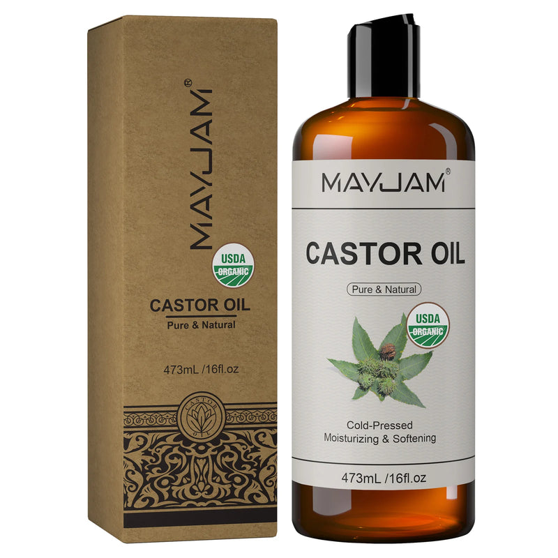 Organic Cold-Pressed Castor Oil 16oz for Hair Skin and Nails