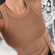 Women's Solid Ribbed Elastic O-Neck Tank Top