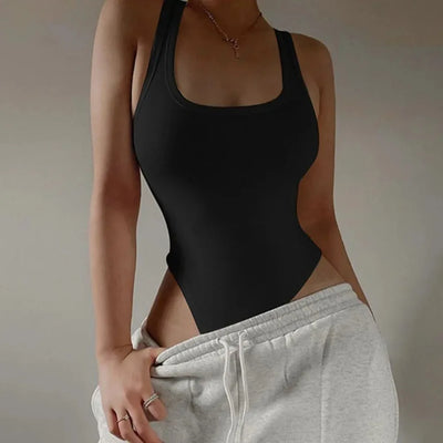 Women's Sleeveless Off-Shoulder Bodycon Knit Bodysuit