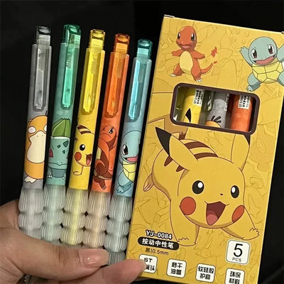 Pokemon Pikachu Cartoon Gel Pen Set 5-Pack for Kids