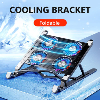 RGB Foldable Laptop Cooling Pad with 2-4 Silent Fans