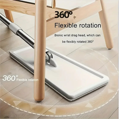 Hands-Free Flat Mop and Bucket Set with 4 Microfiber Pads