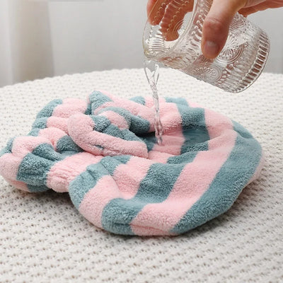 Quick-Dry Striped Microfiber Hair Towel Cap