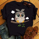 Women's Kawaii Owl Print Harajuku Graphic Tee