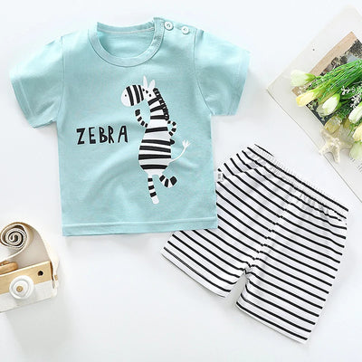 Boys' 2-Piece Zebra Print Tee and Stripe Shorts Set
