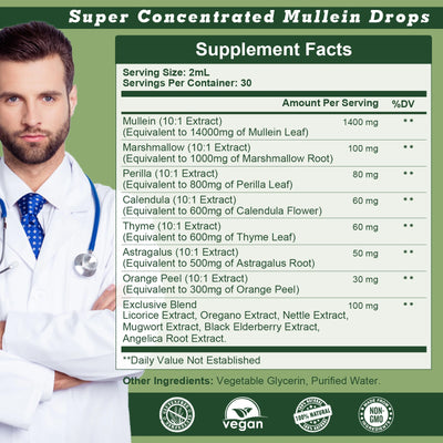 Mullein Lung Detox Drops 60ml Respiratory Support