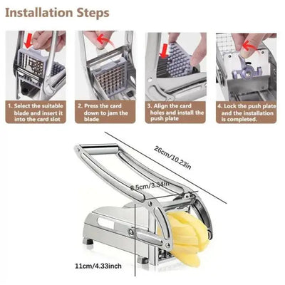 Stainless Steel French Fry and Vegetable Cutter Slicer