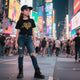 Women's Leopard and Heartbeat Print Short Sleeve Tee