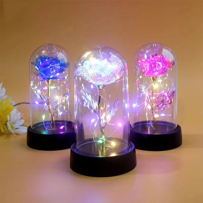 LED Eternal Rose Glass Flower Gift for Women