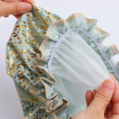 Waterproof Gold Print Shower Cap for Women