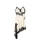 Women's Lace Trim Backless Satin Slip Dress
