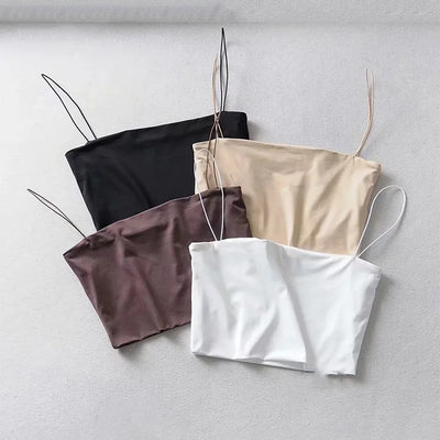 Women's Sleeveless Elastic Cotton Crop Tank Top