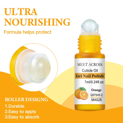 MEET ACROSS 6 Flavor Cuticle Oil 7ml/bottle Alcohol-Free Nourishing Nail Care Moisturizing Treatment for Dry, Damaged Nails