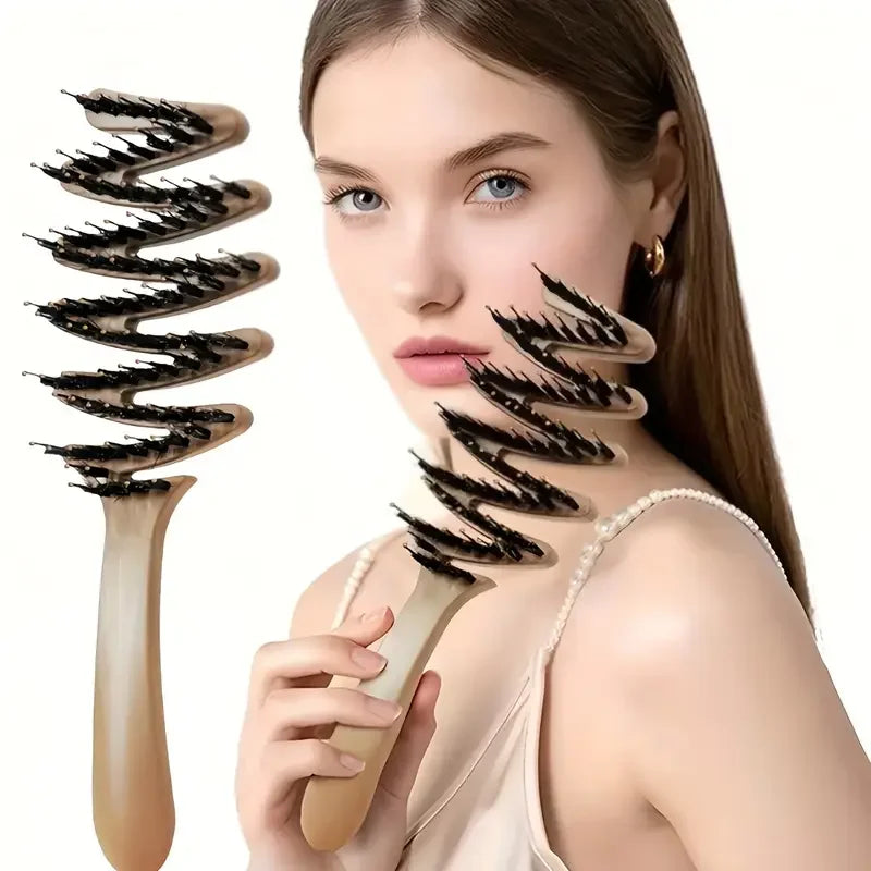 Long-Handle Anti-Static Volumizing Bristle Hair Brush