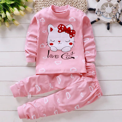 Baby Girls' Cotton Cartoon Pajama Set Ages 0-5