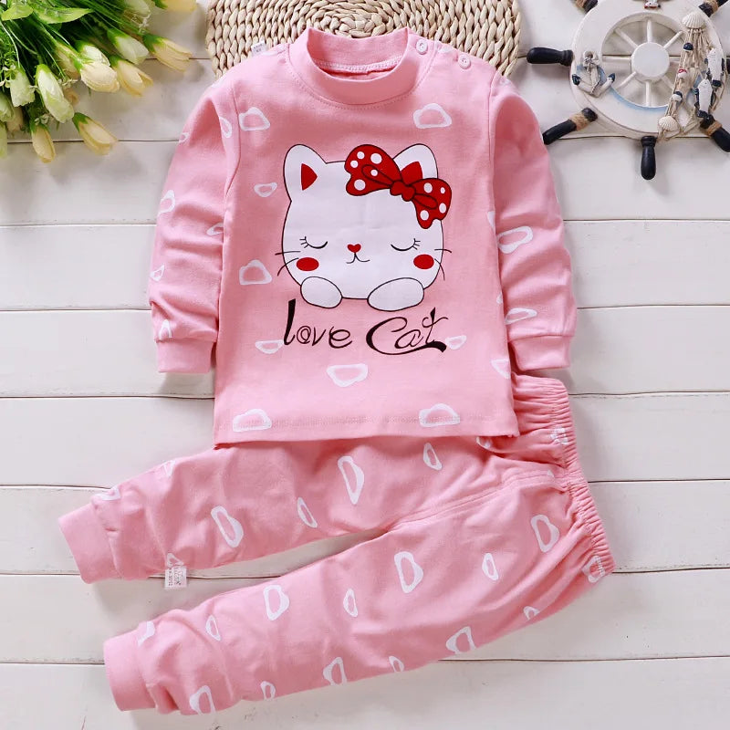 Baby Girls' Cotton Cartoon Pajama Set Ages 0-5