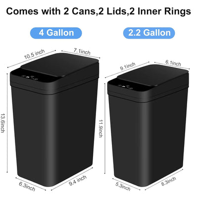 Automatic Touchless Motion Sensor Trash Can 2-Pack