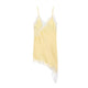 Women's Lace Trim Backless Satin Slip Dress