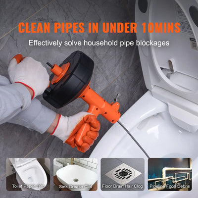 25FT Automatic Electric Drain Cleaner Snake Machine