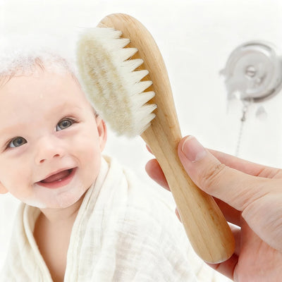 Baby Beech Wood Soft Wool Hair Brush and Scalp Massager
