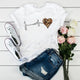 Women's Leopard and Heartbeat Print Short Sleeve Tee