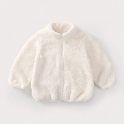 Kids' Solid Color Plush Warm Casual Coat Jacket