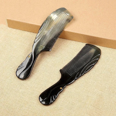 Natural Buffalo Horn Anti-Static Fine Tooth Massage Comb